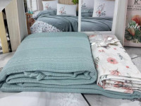 Постільна білизна First choice Deluxe pike Sole м'ятний набір з піке покривалом євро