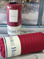 Сатиновая простынь на резинке Diore Home 160x200+30 см с наволочками бордовая