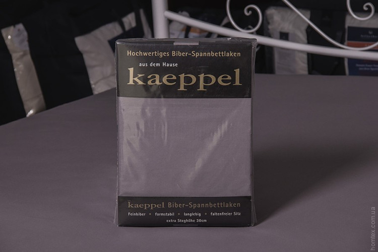 Простирадло на резинці фланель Kaeppel 140-160х200+25 см сіра