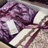 Набор постельное белье Naturel Orkide Lilac евро с пледом и покрывалом