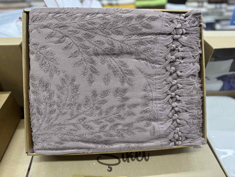 Простирадло - піке махрова Sikel жаккардова Гілочки 200x220 см лілова