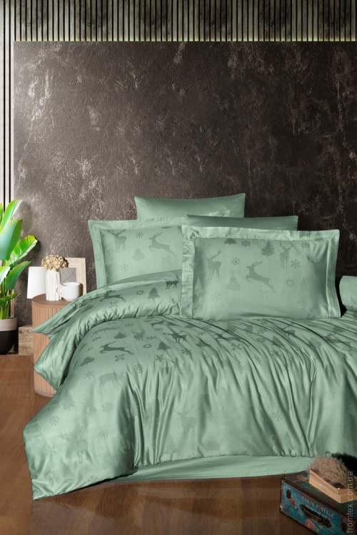 Постельное белье жаккард First Choice Midas crepe green евро 