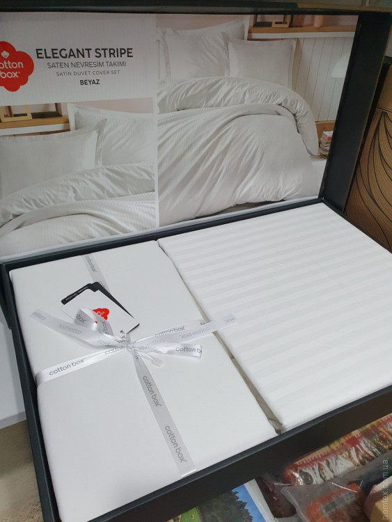 Постільна білизна Cotton Box Elegant stripe beyaz євро