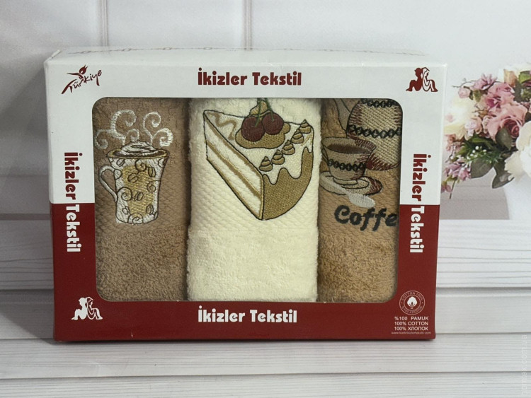 Набор кухонных махровых полотенец Ikizler из 3 шт.40x60 см, модель 10