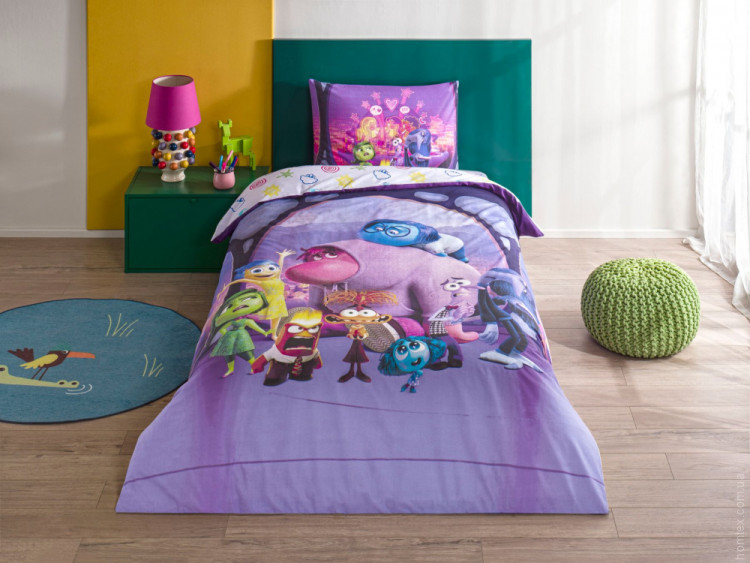 Постельное белье TAC Ranforce Disney Inside out 2 детское с простыней на резинке