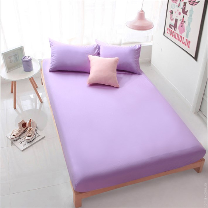 Простынь на резинке Hobby Poplin Gold Lila 100x200+30 см