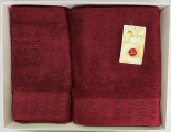 Набір рушників Arya Sophia бордовий 50х90 см + 70x140 см 