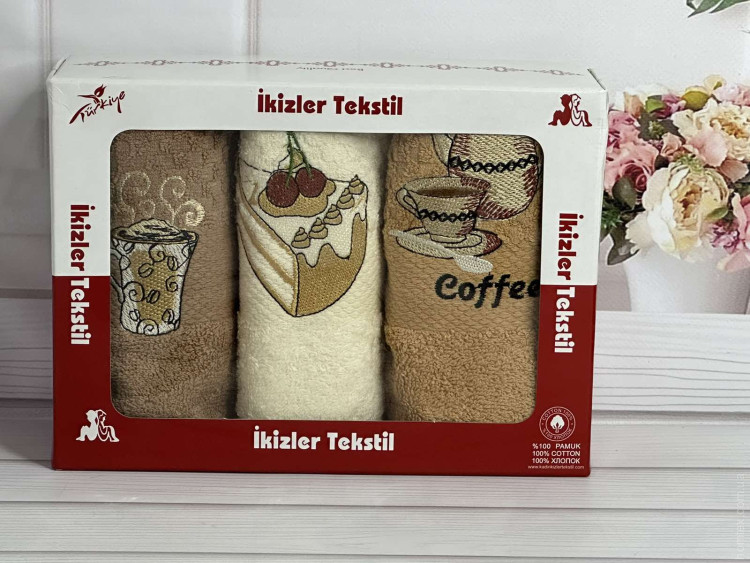 Набор кухонных махровых полотенец Ikizler из 3 шт.40x60 см, модель 11