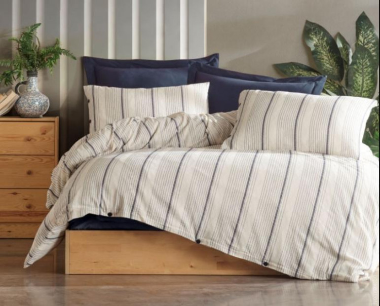 Постільна білизна Saheser Avva navy blue варена бавовна євро