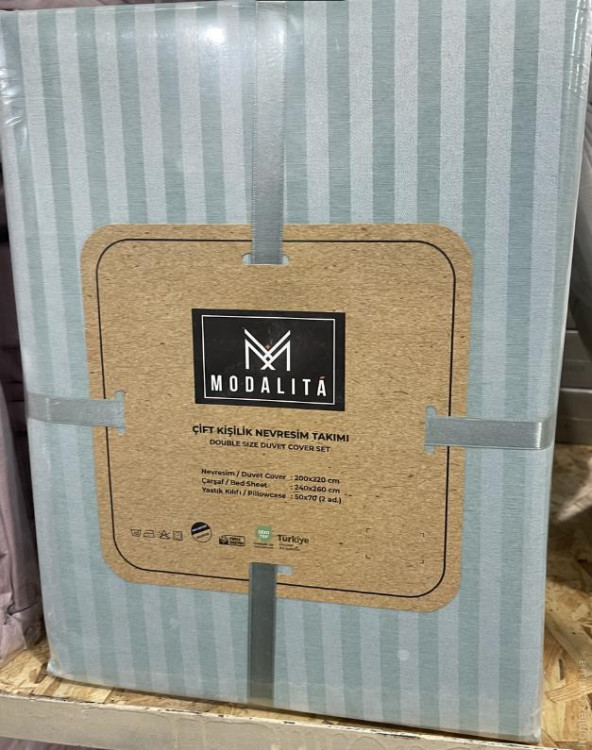 Постільна білизна страйп ранфорс Modalita м'ятне в смужку євро