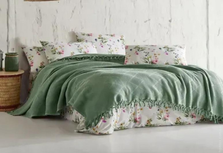 Покривало - Піке вафельне Saheser Mona yesil 220x240 см