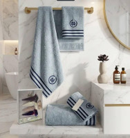 Набор полотенец Maison D'or Delon blue Полоса темно-синяя из 3-х штук 30x50 см+ 50x100 см+ 70x140 см