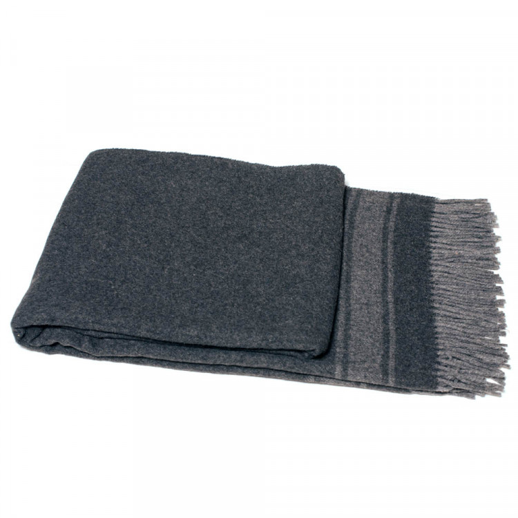 Плед полушерстяной кашемировый Safalano Wool Mix Вултекс-с 140х200 см темно - серый с полоской