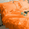 Постельное белье Almira Mix Оранжевый сатин премиум с двойными рюшами семейный