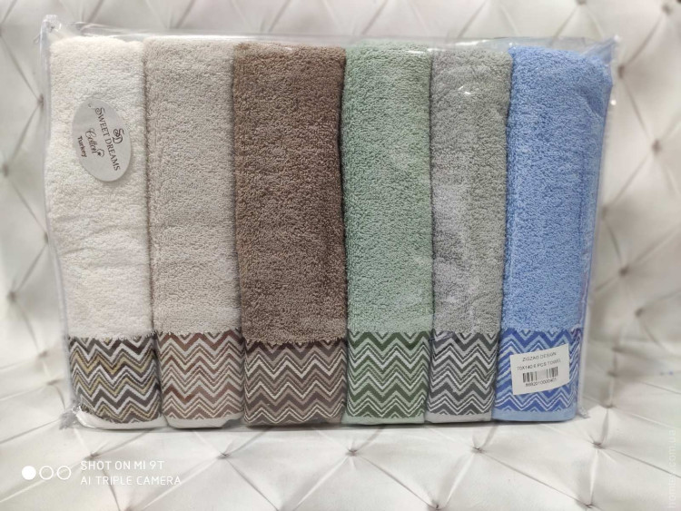 Набор махровых полотенец Sweet dreams ZigZag из 6 шт. 50х90 см