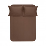 Простынь на резинке с наволочками Lotus Home сатин premium Dakota Modern шоколадный 180х200 см + 50х70 см из 2 шт.