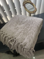 Простирадло - піке махрова Sikel жаккардова Гілочки 200x220 см світло-бежева