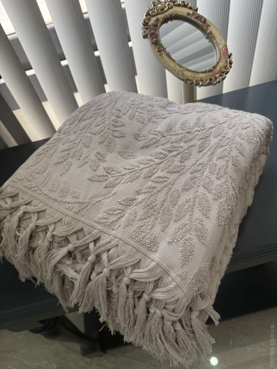 Простирадло - піке махрова Sikel жаккардова Гілочки 200x220 см світло-бежева Простирадло - піке махрова Sikel жаккардова Гілочки 200x220 см світло-бежева