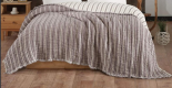 Муслиновое покрывало Moss Home 230x250 см Узкая полоска темный беж - крем