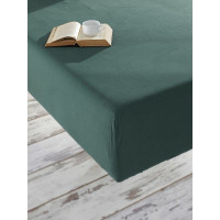 Простынь на резинке SoundSleep Stonewash Adriatic dark green ранфорс 160х200 + 30 см