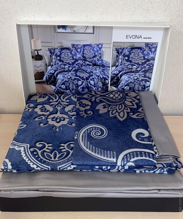 Постільна білизна LaRomano Sateen Evona Navy Blue полуторний 