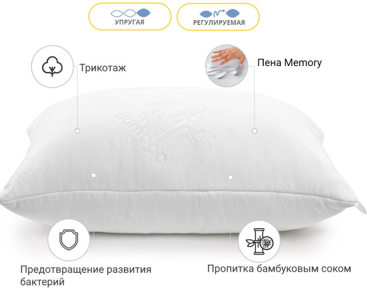 Подушка Memory Mirson Julia 40x60 см, №768 упругая