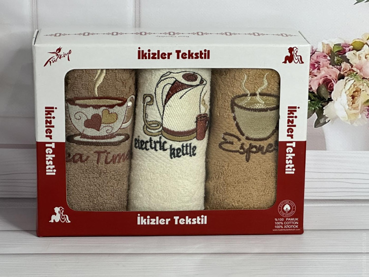 Набор кухонных махровых полотенец Ikizler из 3 шт.40x60 см, модель 12