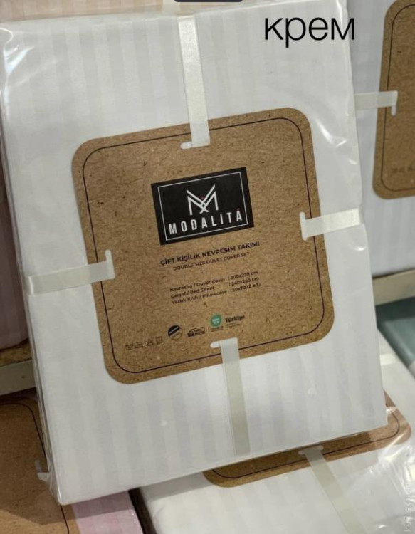 Постільна білизна страйп ранфорс Modalita кремове в смужку євро