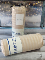 Сатиновая простынь на резинке Diore Home 160x200+30 см с наволочками бежевая