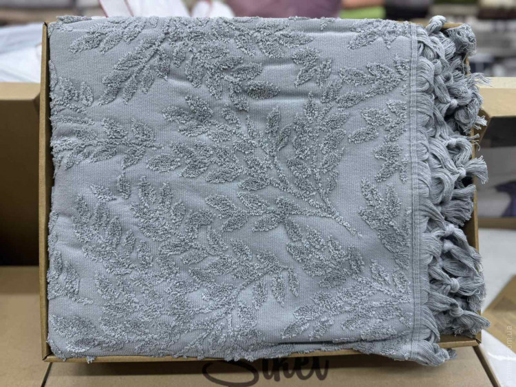Простирадло - піке махрова Sikel жакардова Гілочки 200x220 см сіра
