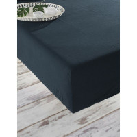 Простынь на резинке SoundSleep Stonewash Adriatic dark blue ранфорс 160х200 + 30 см