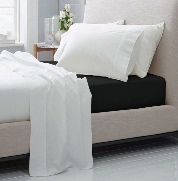 Простынь Mirson 0055 Black Pearl сатин 160x190 см на резинке по периметру