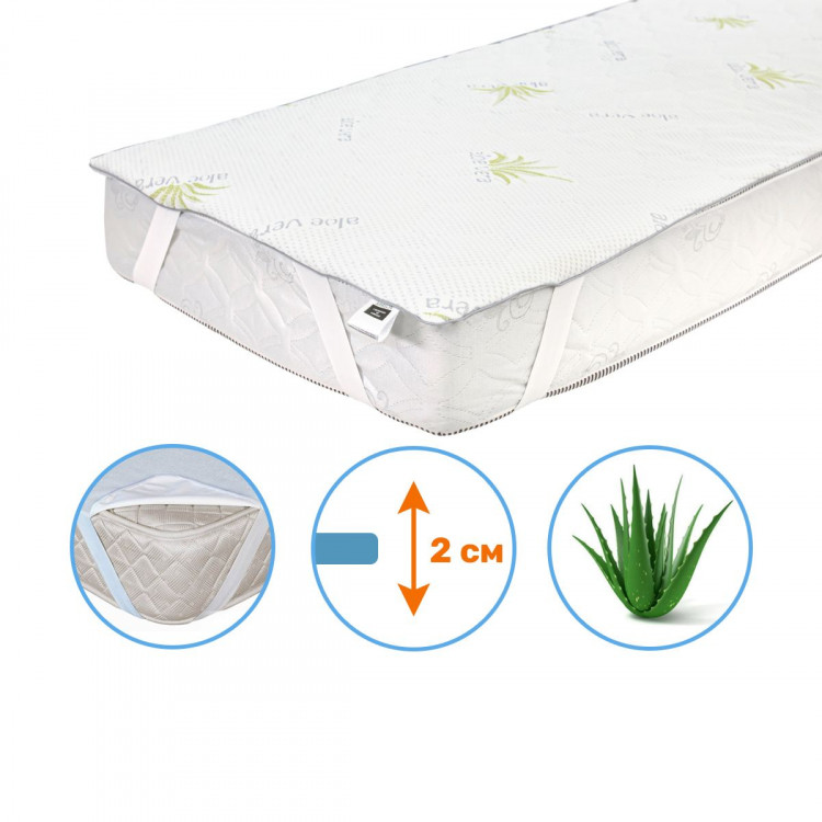 Наматрасник Mirson Alberto Eco Strong Aloe Vera 80x190 см, №1006 (обычный на резинке по углам)