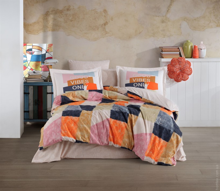 Постельное белье  Hobby Poplin Bermuda оранжевый  полуторный