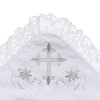 Крыжма для крещения Sasha белый с серебреным крестом 80x80 см