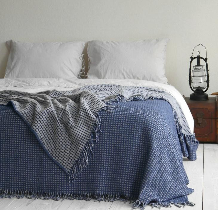 Плед - покривало La Modno Cosy Dark Blue - Sky Gray 200x220 см