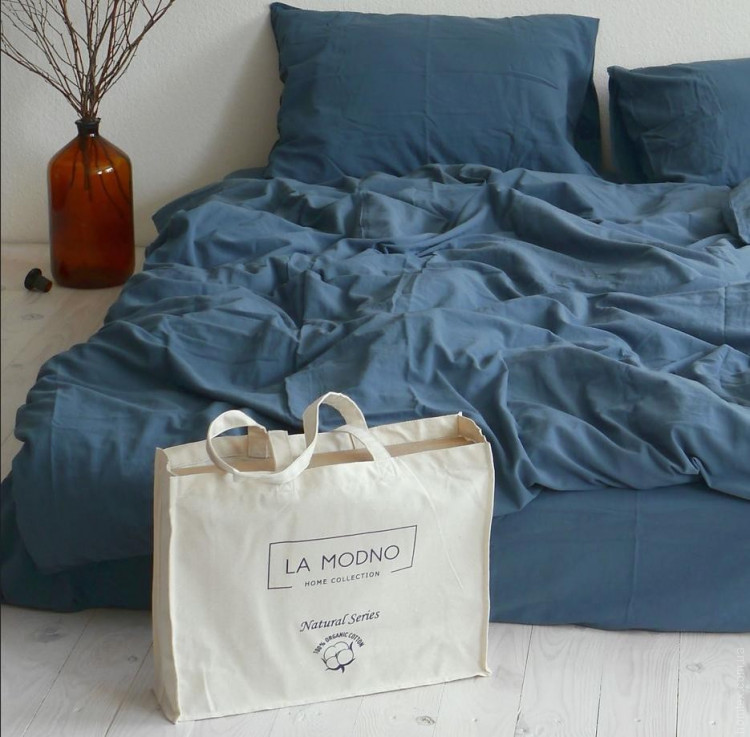 Постільна білизна La Modno Blue (синя) Stonewashed євро