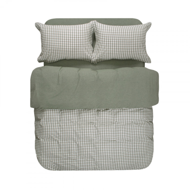 Постельное белье Lotus Home Checked Gingham олива евро
