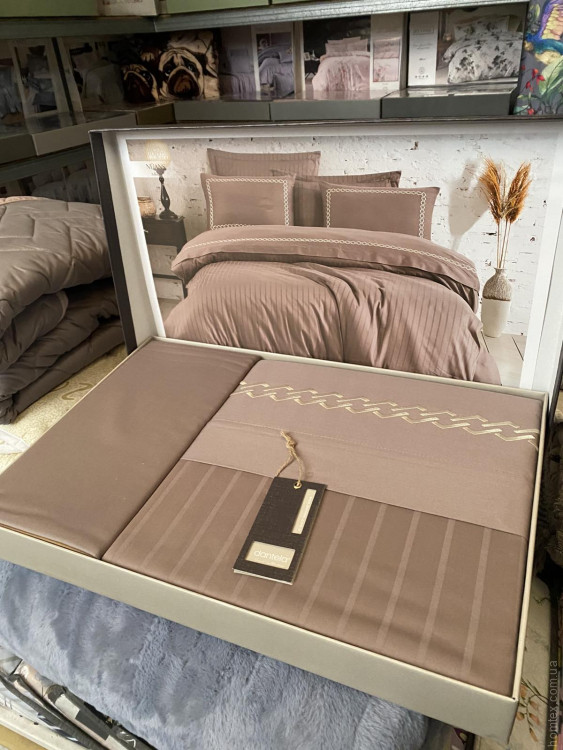 Постельное белье Dantela Vita Nuans bej бежевый евро c вышивкой 