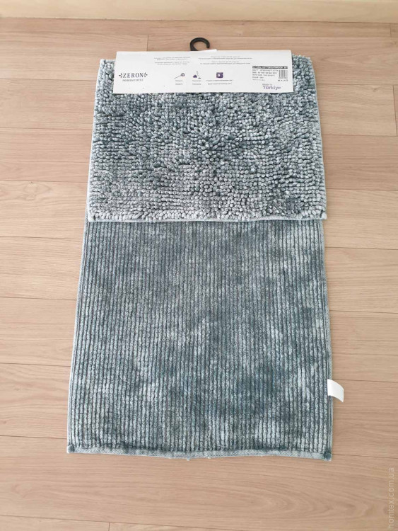 Набор хлопковых ковриков для ванной Zeron Vintage Spagetti из 2-х штук 50х60 см + 60х100 см серый