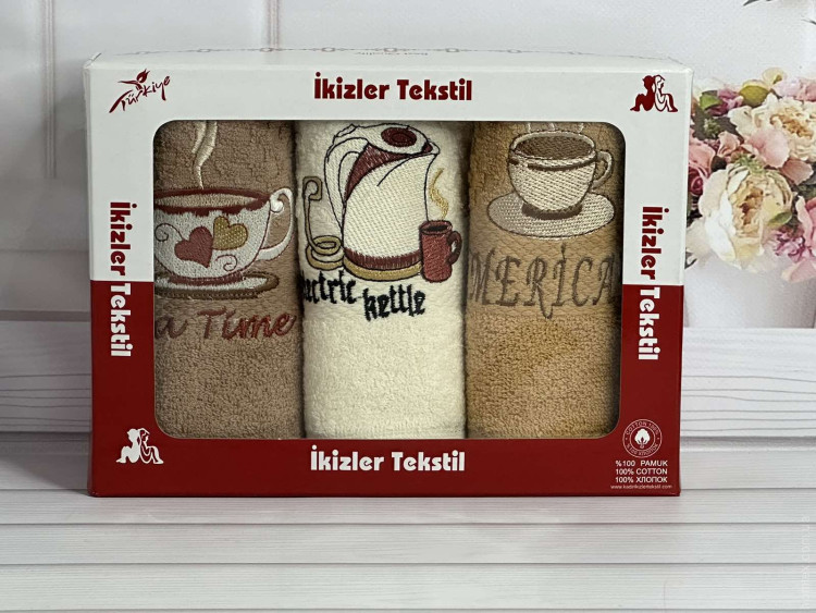 Набор кухонных махровых полотенец Ikizler из 3 шт.40x60 см, модель 14