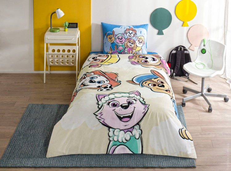 Постельное белье TAC Ranforce Disney Paw Patrol Cloud детское с простыней на резинке