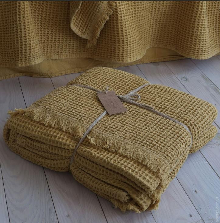 Покривало Pike La Modno Stonewashed Golden Yellow (жовте) 220x240 см
