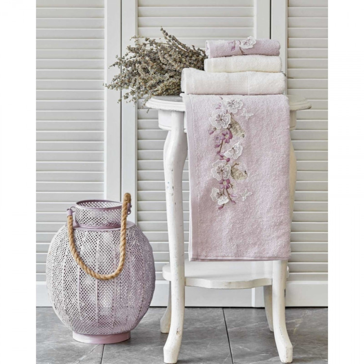 Набор полотенец Karaca Home - Lucy lila-offwhite лилово-кремовое 4 предмета