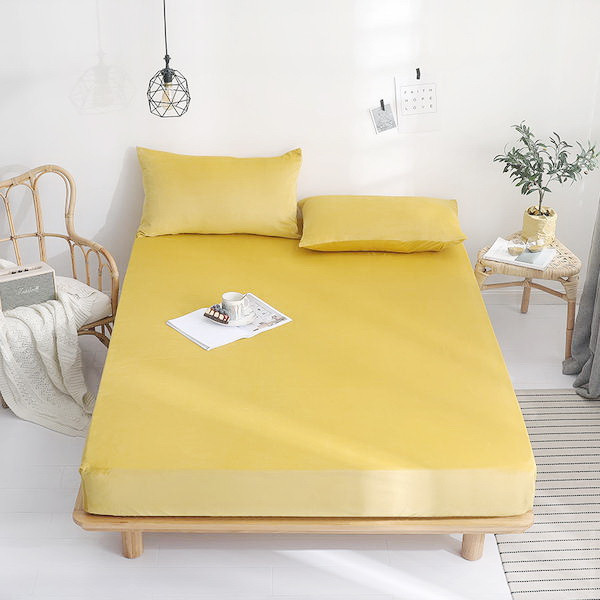 Простынь на резинке Almira mix Желтая фланель премиум 120х200+30 см