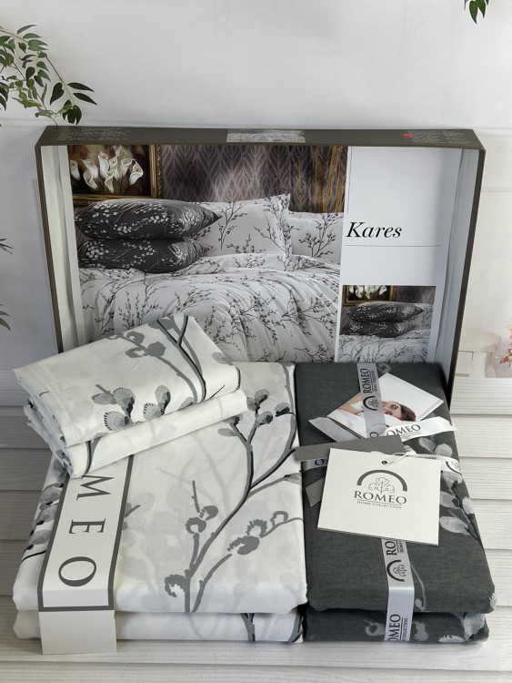 Постільна білизна поплін Romeo Home Kares євро Постільна білизна поплін Romeo Home Kares євро