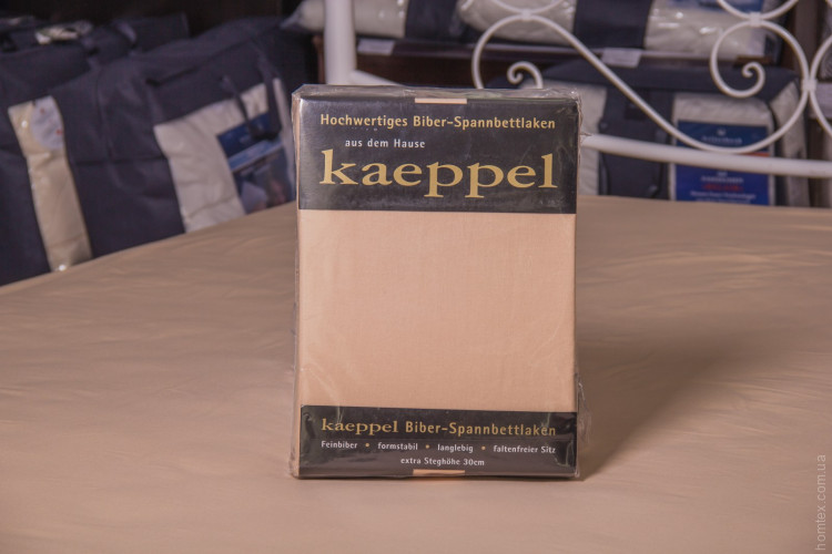 Простирадло на резинці фланель Kaeppel 180-200х200+25 см пісочний