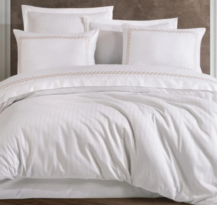 Постельное белье Dantela Vita Nuans beyaz белый евро с вышивкой Постельное белье Dantela Vita Nuans beyaz белый евро с вышивкой