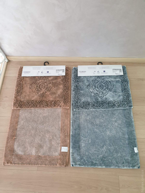 Набор хлопковых ковриков для ванной Zeron Vintage Osmali из 2-х штук 50х60 см + 60х100 см коричневый