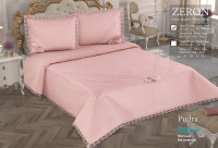 Покрывало стеганое Zeron Hayal pink с кружевом 250x260 см